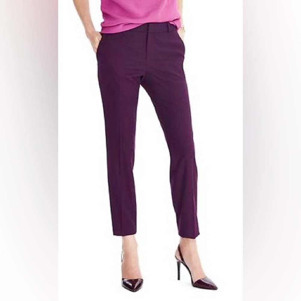 NWT BANANA REPUBLIC Wine AVERY Slim Straight Ankle Wool Trouser Pants 6
